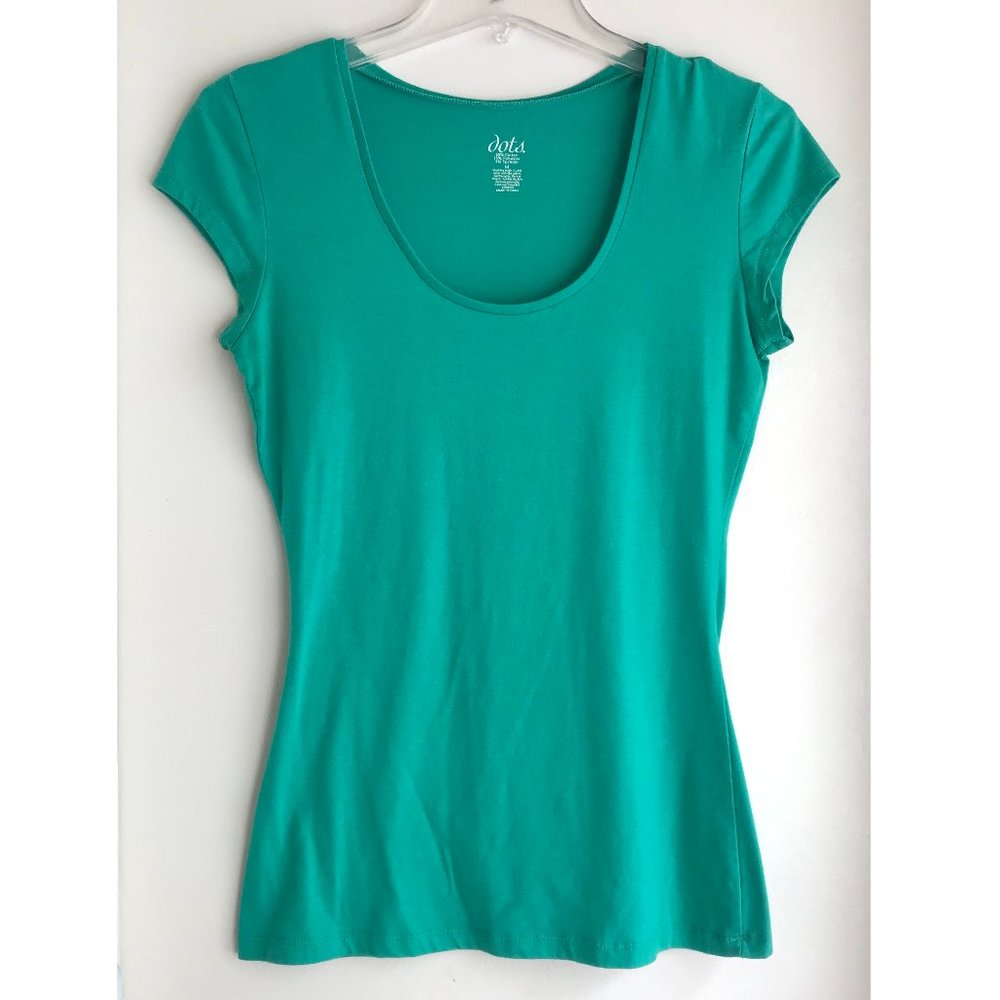 DOTS Aqua Green Round Neck Top T-shirt Size S